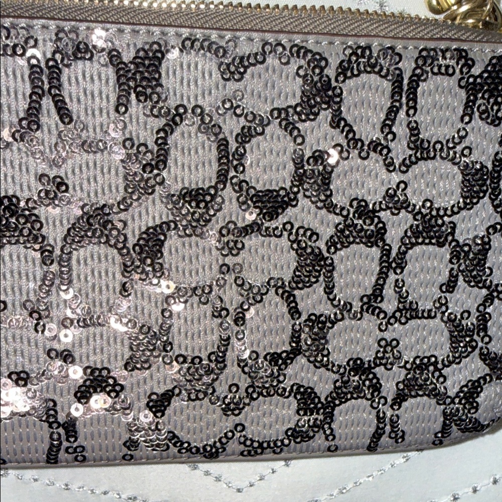 Coach with dust bag Gray and Black Sequin Wristlet - Picture 6 of 11